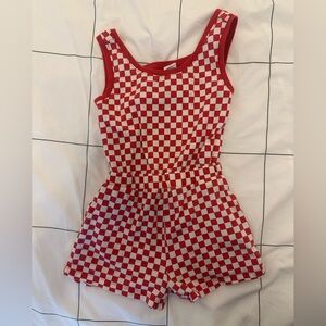 Gap Red and White Checkered Romper with open back